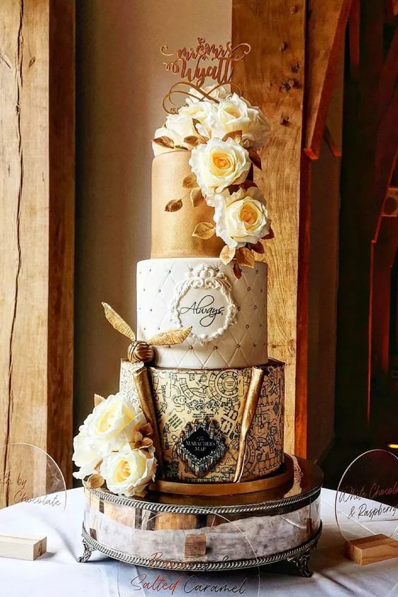 Farmhouse Themed Floral Wedding Cakes