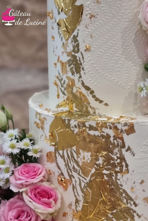 Gold Floral Wedding Cakes