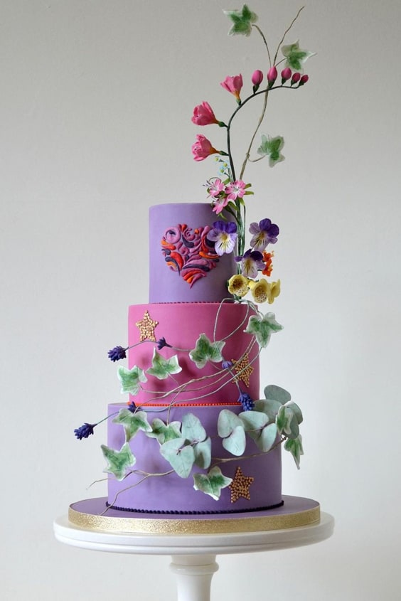 Rainbow Floral Wedding Cakes