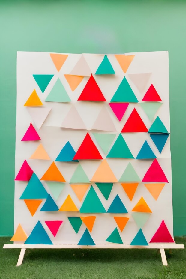 Colorful triangle pattern wedding backdrop