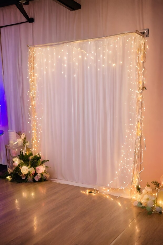 Wedding backdrop with romantic lights