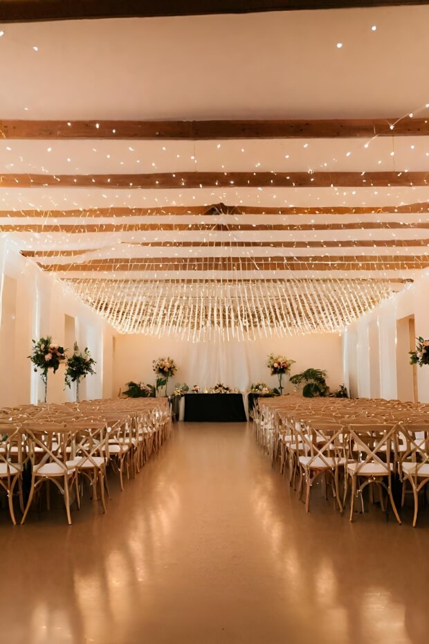 Fairy lights in wedding reception