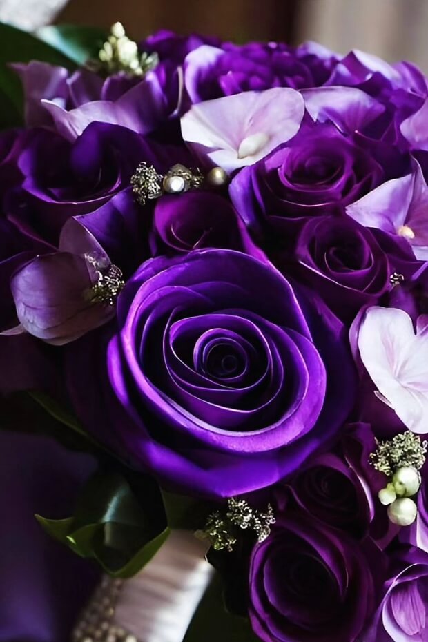 Beautiful bouquet of purple flowers