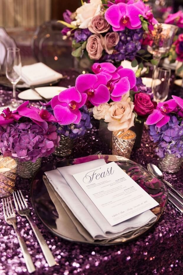Beautifully arranged wedding reception table