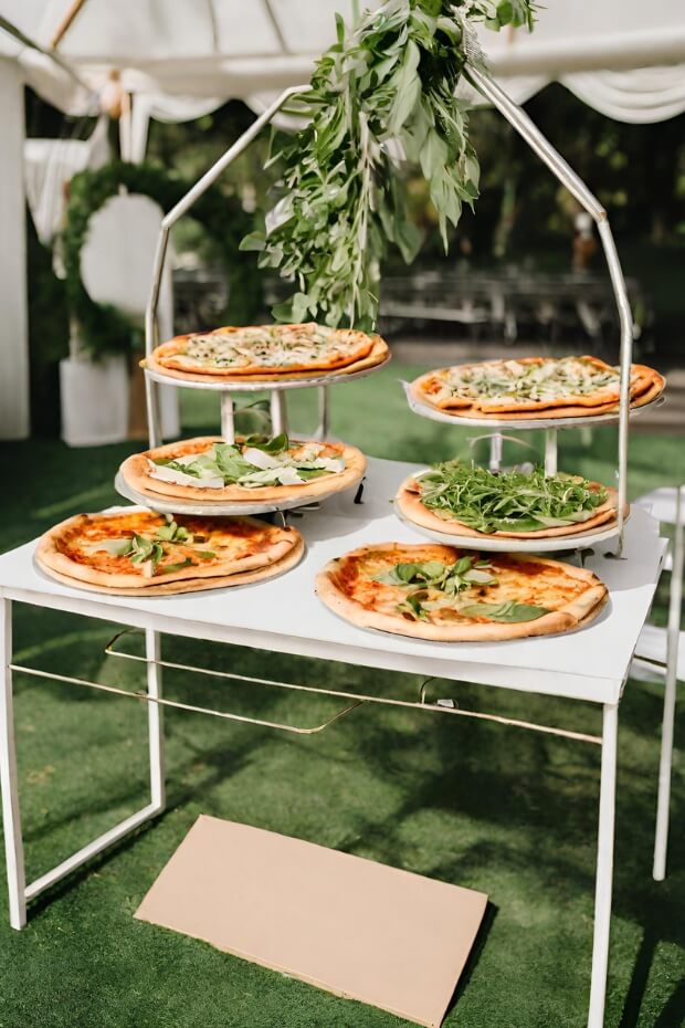 Wedding reception pizza station