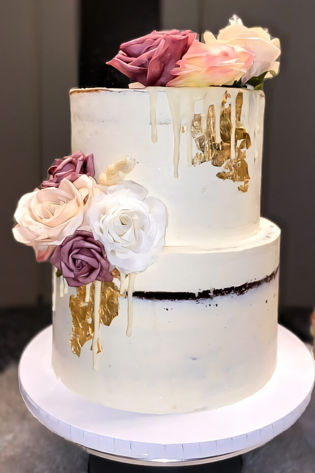 Naked boho cake with flavor pairing suggestions
