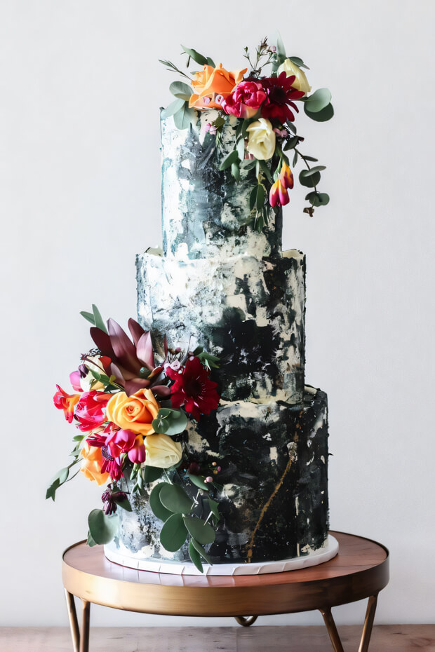 Significance of wildflowers, succulents, and greenery in boho cakes