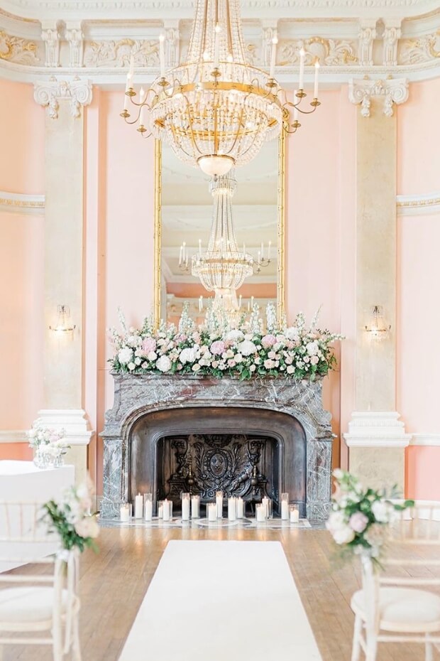 Flowers, Candles, and Chairs Wedding Decor